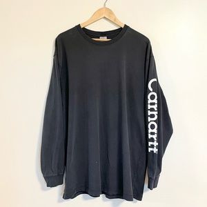 Carhartt Long Sleeve T-shirt XL Mens Workwear Spell Out Logo Worn Distressed